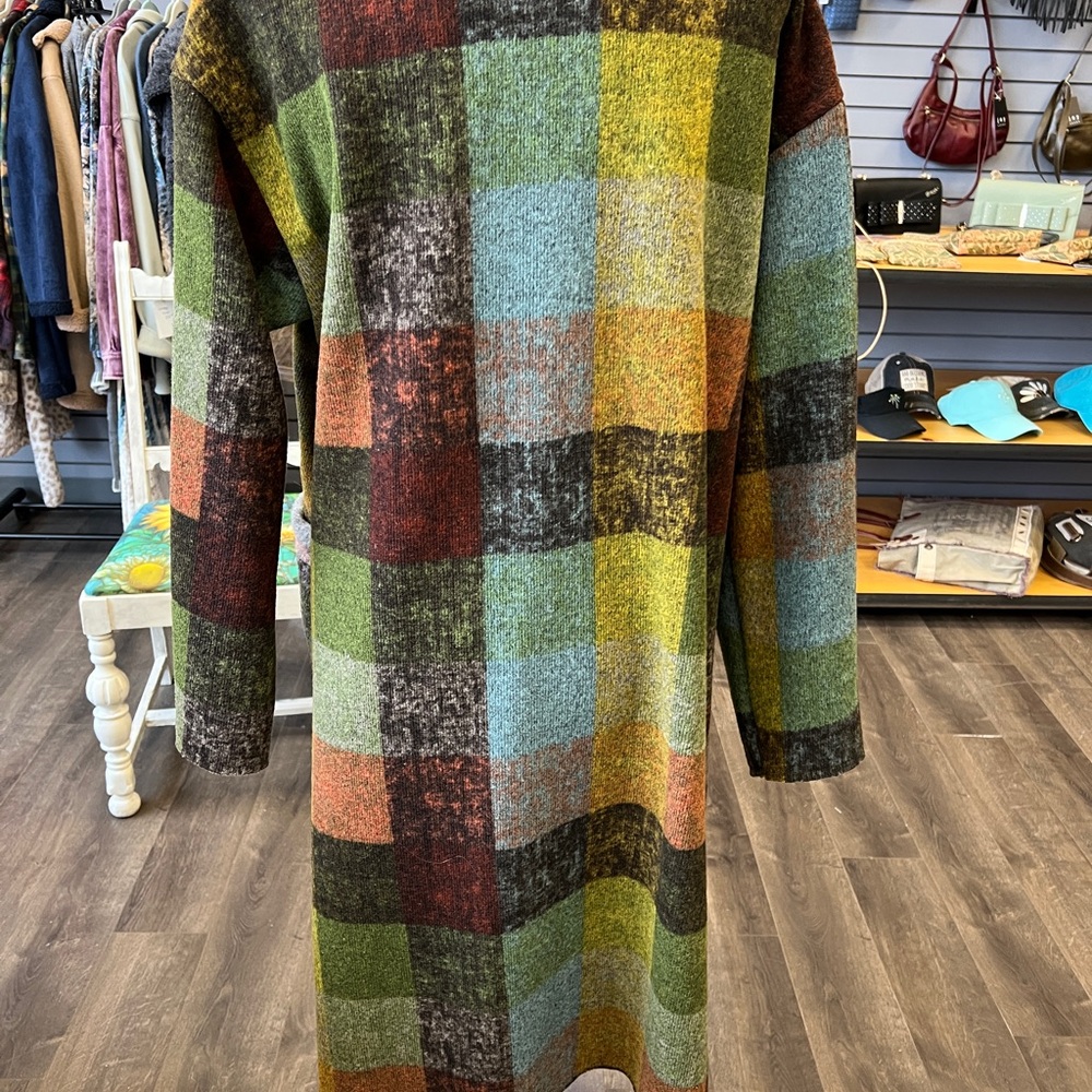 NWT Colorful Plaid Long Coat